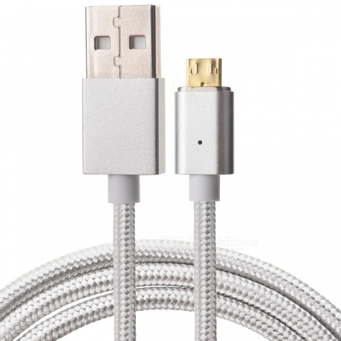 Cwxuan Cwxuan Micro USB odnímatelný magnetický datový kabel pro nabíjení (1m),pletený nylon, stříbrná