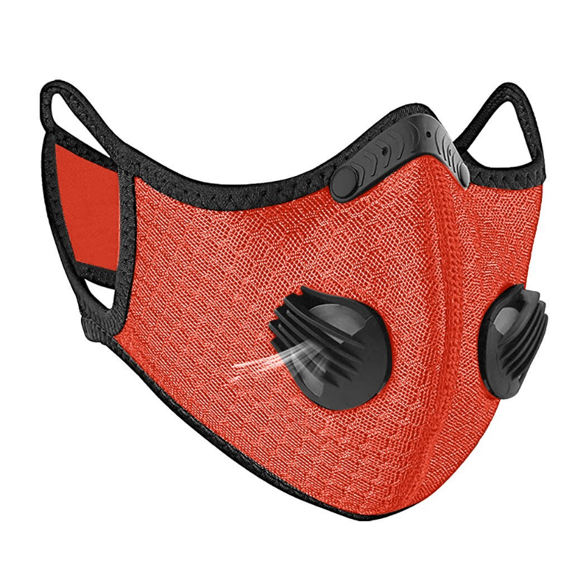 YSR EU3M respirátor - protiprachová maska + filtr PM25 s aktivním uhlím, filtrační maska, sportovní síťovina, univerzální velikost, oranžová